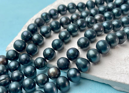 8-9 mm AA Ultra Dark Sacramento Green Color Potato Freshwater Pearl Beads Genuine Freshwater Pearl 47 Beads #P2997