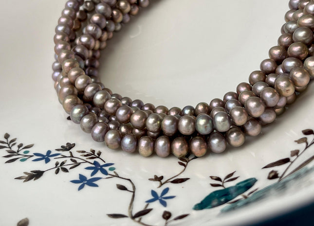 7 mm AA Pinkish Gray Color Potato Freshwater Pearl Beads Genuine High Luster Gray Freshwater Pearl Beads #P2999