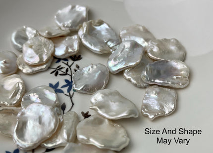 One Piece 15-30 mm AAA Very Rare Natural White Freshwater Flat Keshi Pearl Genuine High Luster Undrilled Keshi Pearl #P2984