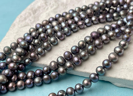 5-6 mm AAA Metallic Peacock Color Potato Freshwater Pearl Beads Genuine High Quality Peacock Gray Color Freshwater Pearls #P3002