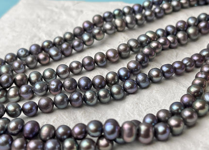 5-6 mm AAA Metallic Peacock Color Potato Freshwater Pearl Beads Genuine High Quality Peacock Gray Color Freshwater Pearls #P3002