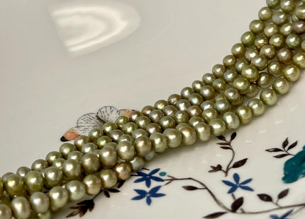 6-7 mm AA Light Sage Green Color Potato Freshwater Pearl Beads Genuine Cultured Freshwater Pearl 68 Beads #P3003