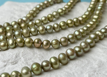 6-7 mm AA Light Sage Green Color Potato Freshwater Pearl Beads Genuine Cultured Freshwater Pearl 68 Beads #P3003