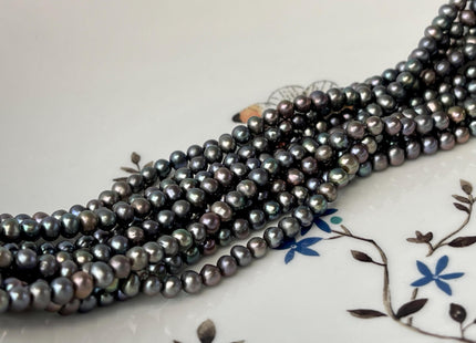 4-4.5 mm AAA Dark Gray Peacock Color Potato Freshwater Pearl Beads Genuine High Quality Peacock Gray Color Freshwater Pearls #P3004