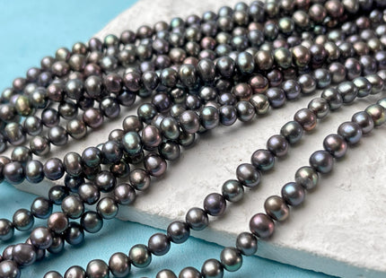 4-4.5 mm AAA Dark Gray Peacock Color Potato Freshwater Pearl Beads Genuine High Quality Peacock Gray Color Freshwater Pearls #P3004