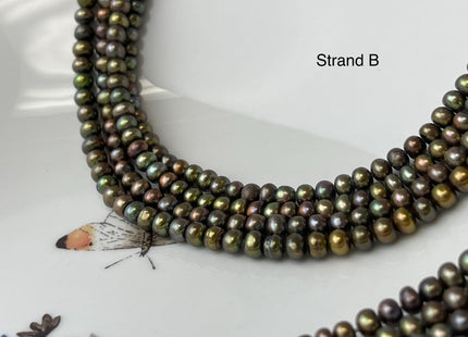 4-5 mm Dark Forest Green Brown Color Potato Freshwater Pearl Beads Genuine Freshwater Pearl Beads Forest Green Potato Pearl Beads #P3005