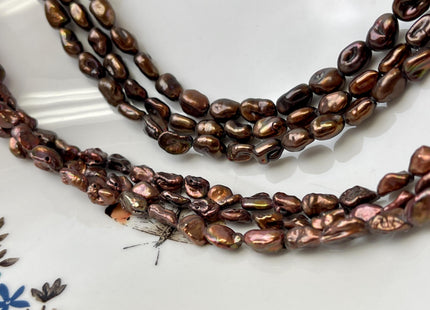 5-6x8-9 mm Keshi Rice Nugget Freshwater Pearl Beads Dark Copper Brown Color Genuine Keshi Freshwater Pearl Beads #P3160