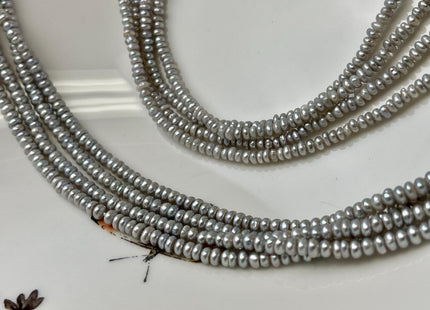 1.5-2x3-3.5 mm AAA Gray Tiny Freshwater Pearls Small Button Rondelle Freshwater Pearl Beads Gray Color High Luster Genuine Seed Pearl #P3161