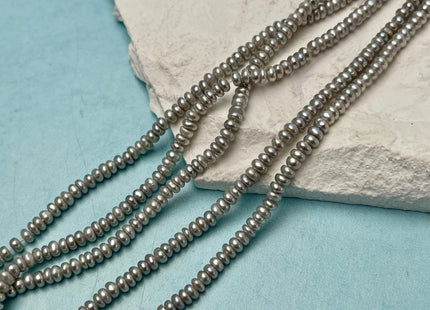 1.5-2x3-3.5 mm AAA Gray Tiny Freshwater Pearls Small Button Rondelle Freshwater Pearl Beads Gray Color High Luster Genuine Seed Pearl #P3161