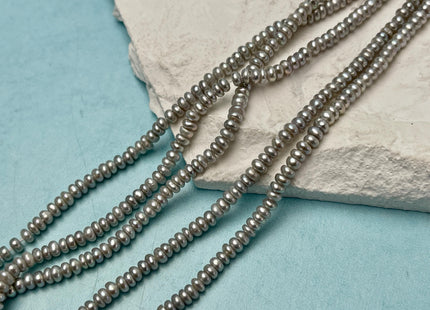 1.5-2x3-3.5 mm AAA Gray Tiny Small Button Rondelle Freshwater Pearls High Luste Seed Pearl Beads #P3161