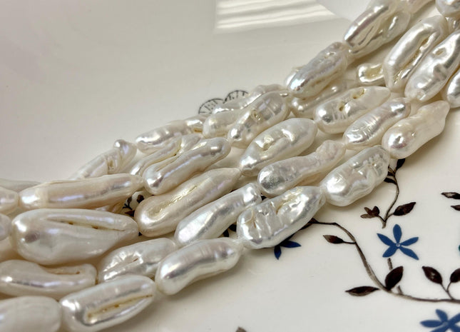 7-10x18-30 mm Natural White Biwa Stick Freshwater Pearls Genuine Natural White Stick Pearls Natural Freshwater Pearl Beads #P3157