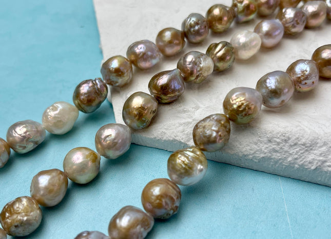 9-10 mm AAA Natural Mauve Seaweed Pink With Iridescent Color Baroque Pearl Beads Rare High Luster Genuine Edison Baroque Pearls #P3154