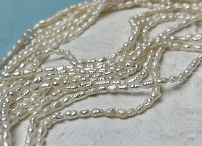 2x3-4 mm Natural White Rice Nugget Tiny Freshwater Seed Pearls Tiny Freshwater Pearl Beads Genuine Natural Rice Freshwater Pearls #P3149