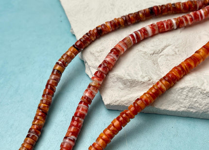 5mm AAA Natural Orange Red Purple Spiny Oyster Shell Heishi Rondelle Shape Genuine Beautiful Natural Spiny Oyster Beads 16 Inch Strand #4279