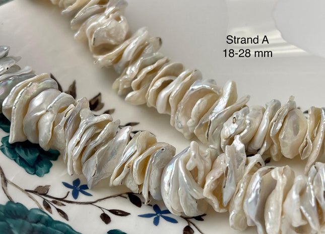 17-30 mm Very Rare Natural White Keshi Freshwater Pearl Beads Center Drilled Cornflake Shape Large Keshi Chips Pearls B Grade #P3010