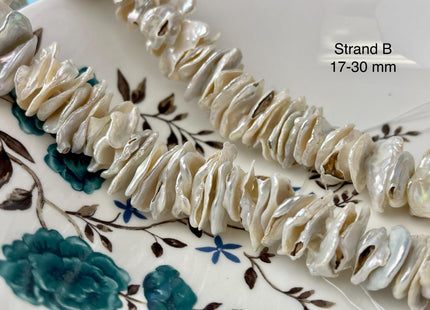 17-30 mm Very Rare Natural White Keshi Freshwater Pearl Beads Center Drilled Cornflake Shape Large Keshi Chips Pearls B Grade #P3010