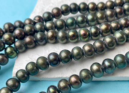 9 mm Large Hole Round Button Dark Olive Green Freshwater Pearl Beads Hole 2.1 mm Genuine Rondelle Freshwater Pearls #P2981