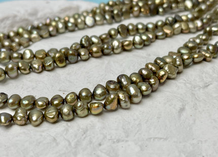 5-7 mm Copper Green Color Freshwater Pearl Potato Nugget Beads Genuine Natural Nugget Pearls #P2960