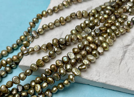 5-7 mm Copper Green Color Freshwater Pearl Potato Nugget Beads Genuine Natural Nugget Pearls #P2960