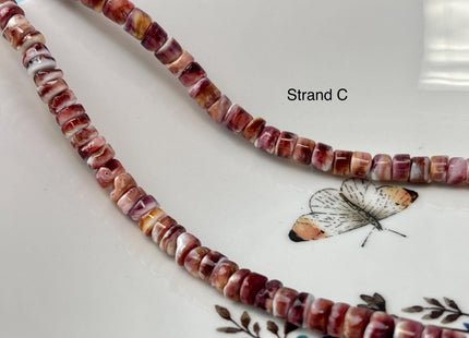 6mm AAA Natural Orange Red Purple Spiny Oyster Shell Heishi Rondelle Shape Genuine Beautiful Natural Spiny Oyster Beads 16 Inch Strand #4717