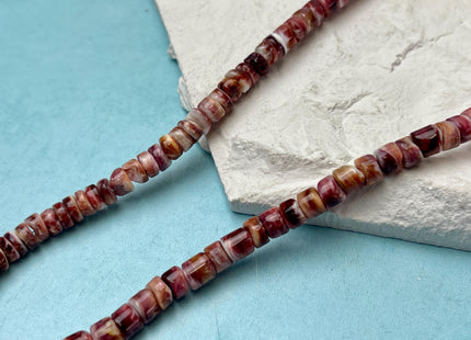 6mm AAA Natural Orange Red Purple Spiny Oyster Shell Heishi Rondelle Shape Genuine Beautiful Natural Spiny Oyster Beads 16 Inch Strand #4717