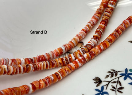 6mm AAA Natural Orange Red Purple Spiny Oyster Shell Heishi Rondelle Shape Genuine Beautiful Natural Spiny Oyster Beads 16 Inch Strand #4717