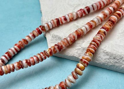 6mm AAA Natural Orange Red Purple Spiny Oyster Shell Heishi Rondelle Shape Genuine Beautiful Natural Spiny Oyster Beads 16 Inch Strand #4717