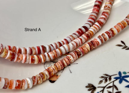 6mm AAA Natural Orange Red Purple Spiny Oyster Shell Heishi Rondelle Shape Genuine Beautiful Natural Spiny Oyster Beads 16 Inch Strand #4717