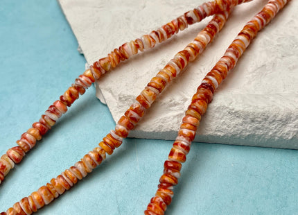 6mm AAA Natural Orange Red Purple Spiny Oyster Shell Heishi Rondelle Shape Genuine Beautiful Natural Spiny Oyster Beads 16 Inch Strand #4718