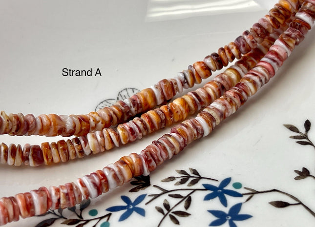 6mm AAA Natural Orange Red Purple Spiny Oyster Shell Heishi Rondelle Shape Genuine Beautiful Natural Spiny Oyster Beads 16 Inch Strand #4718