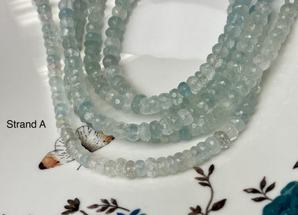 4-8 mm Natural Gemmy Blue Aquamarine Beads Natural Blue Color Faceted Rondelle Shape 8 Inches Strand #4689