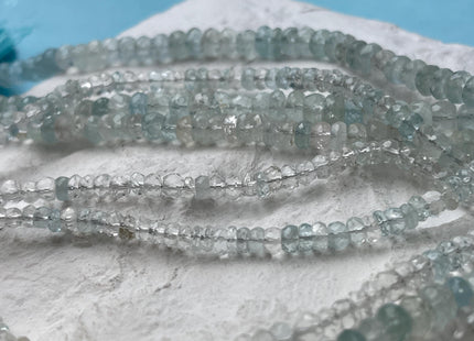 4-8 mm Natural Gemmy Blue Aquamarine Beads Natural Blue Color Faceted Rondelle Shape 8 Inches Strand #4689
