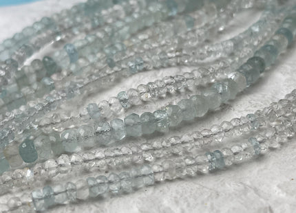 4-8 mm Natural Gemmy Blue Aquamarine Beads Natural Blue Color Faceted Rondelle Shape 8 Inches Strand #4689