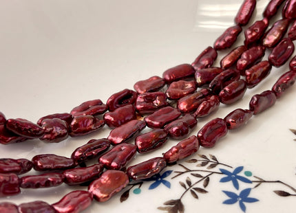 7-8x12-15 mm AA Burgundy Red Color Biwa Stick Freshwater Pearl Beads Genuine High Luster Biwa Stick Freshwater Pearl Beads #P3164