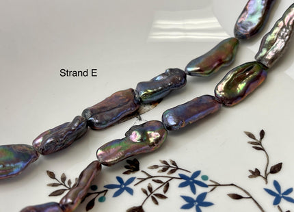 9-13x20-40 mm Rainbow Peacock Color Biwa Stick Freshwater Pearl Beads Genuine Super High Luster Unique Keshi Long Stick Pearl #P3165