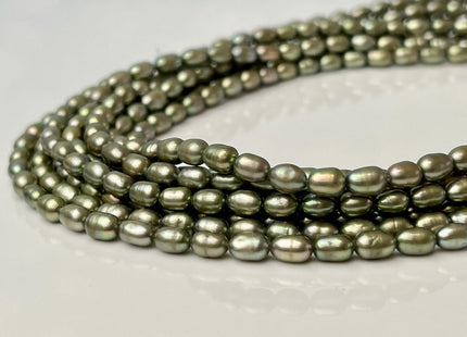 3.5-4x5-6 mm AA Olive Green Tiny Rice/Oval Freshwater Pearl Beads Genuine Freshwater Pearl Tiny Seed Beads #P2974