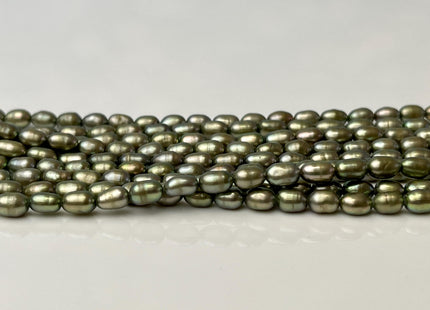 3.5-4x5-6 mm AA Olive Green Tiny Rice/Oval Freshwater Pearl Beads Genuine Freshwater Pearl Tiny Seed Beads #P2974