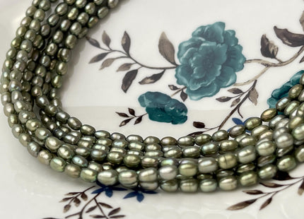 3.5-4x5-6 mm AA Olive Green Tiny Rice/Oval Freshwater Pearl Beads Genuine Freshwater Pearl Tiny Seed Beads #P2974