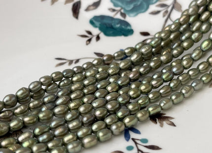3.5-4x5-6 mm AA Olive Green Tiny Rice/Oval Freshwater Pearl Beads Genuine Freshwater Pearl Tiny Seed Beads #P2974