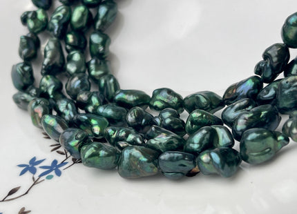 10x12-13 mm Rare Olive Green Keshi Nugget Freshwater Pearl Beads Center Drilled Genuine Keshi Pearl #P2976