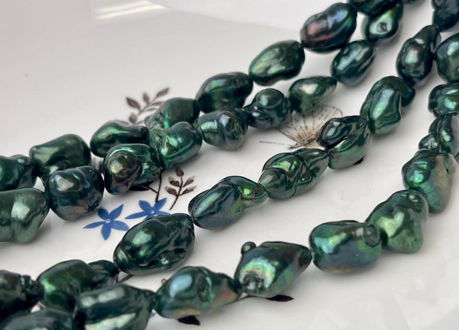 10x12-13 mm Rare Olive Green Keshi Nugget Freshwater Pearl Beads Center Drilled Genuine Keshi Pearl #P2976