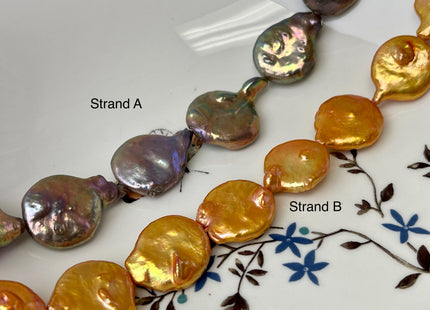 18-21 mm Gray Burgundy Purple Orange Champagne Color Large Jumbo Coin Freshwater Pearls Genuine Large Freshwater Coin Pearl Beads #P3172