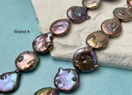 18-21 mm Gray Burgundy Purple Orange Champagne Color Large Jumbo Coin Freshwater Pearls Genuine Large Freshwater Coin Pearl Beads #P3172