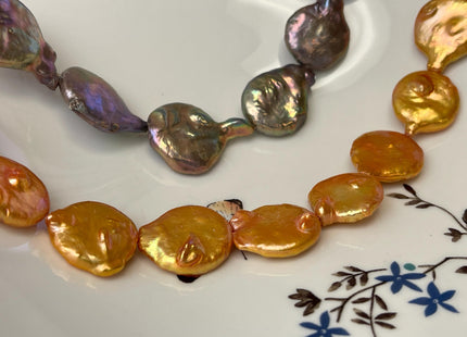 18-21 mm Gray Burgundy Purple Orange Champagne Color Large Jumbo Coin Freshwater Pearls Genuine Large Freshwater Coin Pearl Beads #P3172