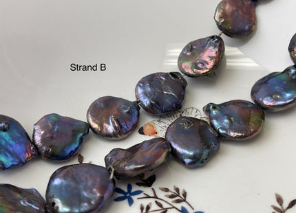 19-21 mm Dark Blue Peacock Color Large Jumbo Coin Freshwater Pearls Genuine Large Peacock Freshwater Teardrop Coin Pearl Beads #P3173