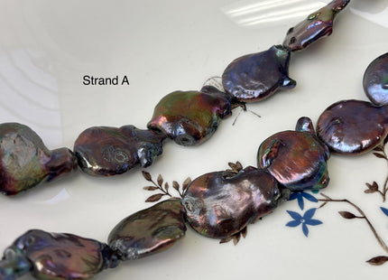 19-21 mm Dark Blue Peacock Color Large Jumbo Coin Freshwater Pearls Genuine Large Peacock Freshwater Teardrop Coin Pearl Beads #P3173