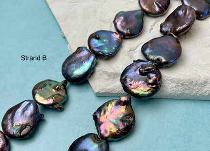 19-21 mm Dark Blue Peacock Color Large Jumbo Coin Freshwater Pearls Genuine Large Peacock Freshwater Teardrop Coin Pearl Beads #P3173