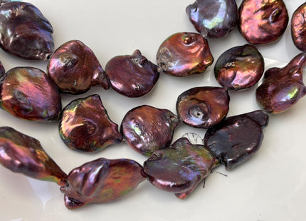 19-21 mm Dark Burgundy Peacock Color Large Jumbo Coin Freshwater Pearls Genuine Large Burgundy Freshwater Round Coin Pearl Beads #P3175