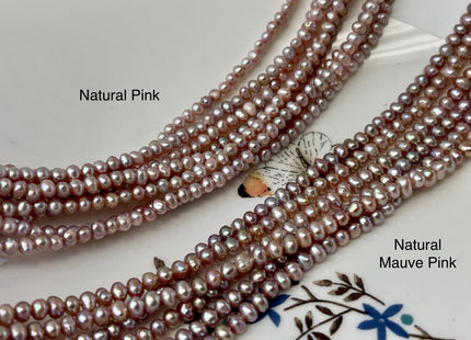 3.5-4 mm AA Natural Pink OR Natural Mauve Pink Potato Freshwater Pearls Bridal Pearls Natural Freshwater Genuine Pearl Beads #P3179