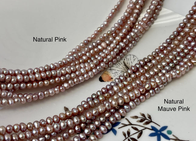 3.5-4 mm AA Natural Pink OR Natural Mauve Pink Potato Freshwater Pearls Bridal Pearls Natural Freshwater Genuine Pearl Beads #P3179